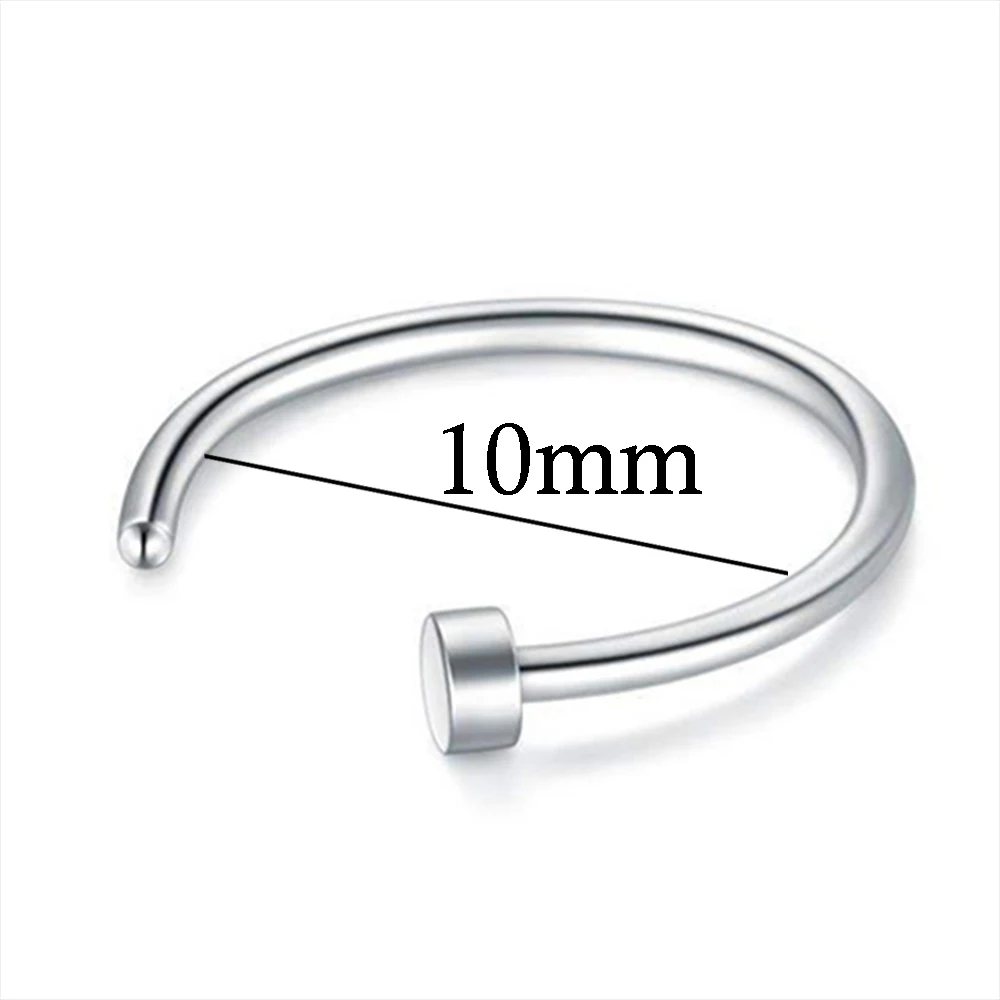 Новая медицинская титановая панк клипса для пирсинга тела носа губ кольца унисекс кольцо для носа женские ювелирные изделия для пирсинга перегородки - Окраска металла: 10mm Silver