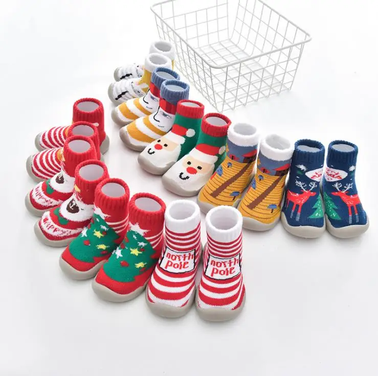 baby toddler shoes non-slip New Year Animal Christmas tree elk Santa Claus shoes sock floor shoes thicker Foot Socks T02 TX01