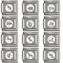 Hapiship, 1 шт., ширина 9 мм,, Маргаритка 12, китайский знак, Зодиак, 9 мм, браслет, серебро, нержавеющая сталь, изготовление ювелирных изделий DJ163