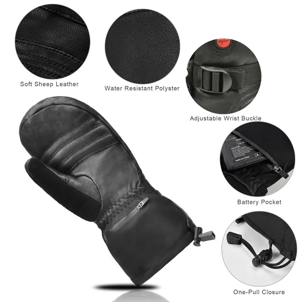 Unisex Far Infrared Heated Mitten Gloves Carbon Fiber Heating 3 Shift Temperatures Battery Heated Mitten Gloves SHGS38