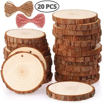 Natural Wood Slices Craft Wood Kit with Hole Wooden Circles Tree Slices for Arts and Crafts Christmas Ornaments DIY Crafts 1