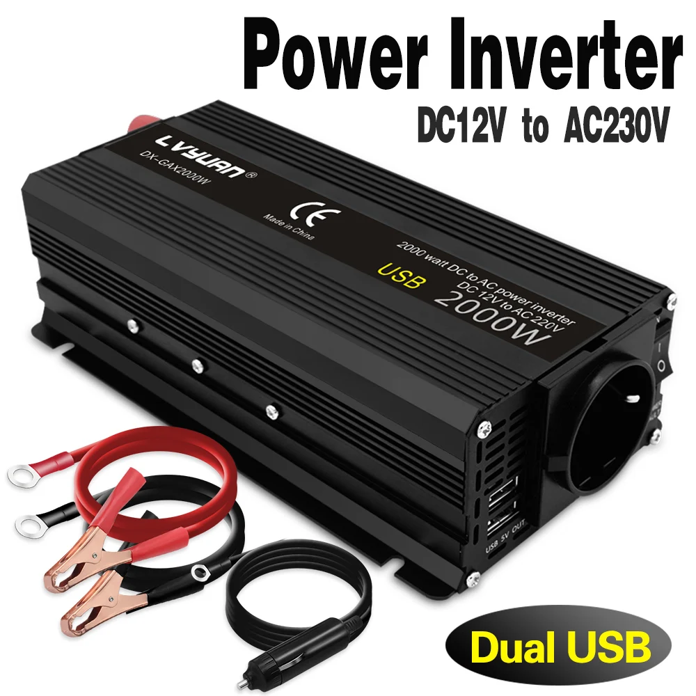 Car Accessories Power Inverters Power Inverter 1500W DC 12V TO 230V Car Converter with Dual AC