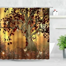  Dream Forest Shower Curtains Magic Trees Lighting Creative Design Art Scenery Modern Natural Waterproof Bathroom Decor Curtain 