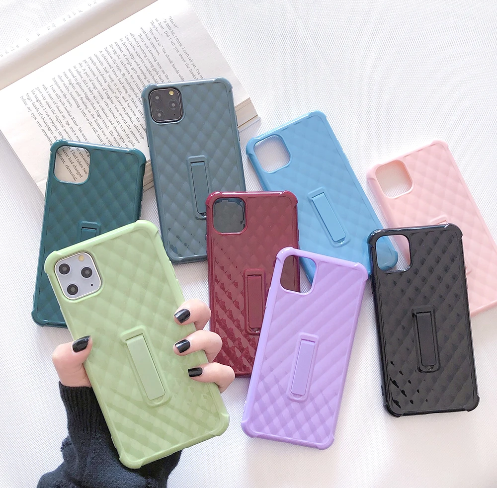 Diamond Lattic Case For iPhone 11 Pro Max Xs Xr X 7 8 Plus 6 6S Thicken Corner Stand Cover | Мобильные телефоны и