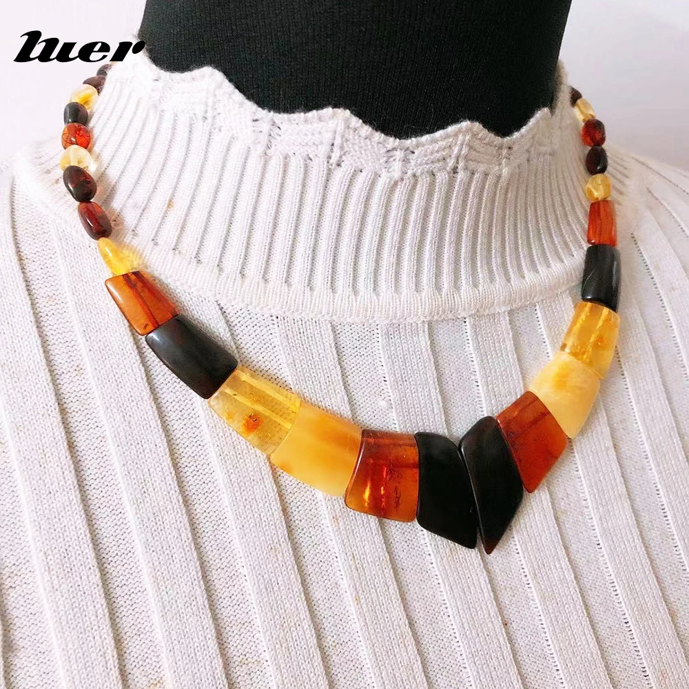 

LUER 2021 Jewelry Baltic Amber Necklace/New Women Amber Necklaces/ Natural Amber Stone Mama Best Birthday Gift Lab Tested