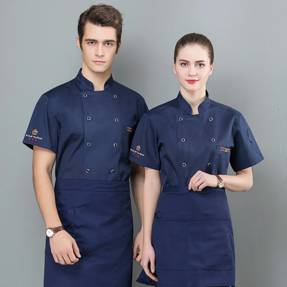 Food Service chef uniforms restaurant catering chef clothes M-4XL high quality short sleeves embroidery Chef Jackets 4 colors - Цвет: jacket