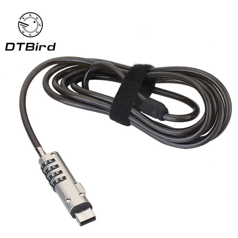 190cm de largo de diámetro USB acero Notebook Laptop seguridad 4 bloqueo de contraseña de dígitos Cable protecciones antirrobo para USB|Candados| - AliExpress