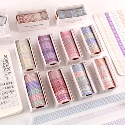 Ensemble de bande Washi 6 rouleaux/boîte, bande de masquage à grille classique Simple, bande de Scrapbooking à balle pour Journal intime, papeterie fournitures scolaires 