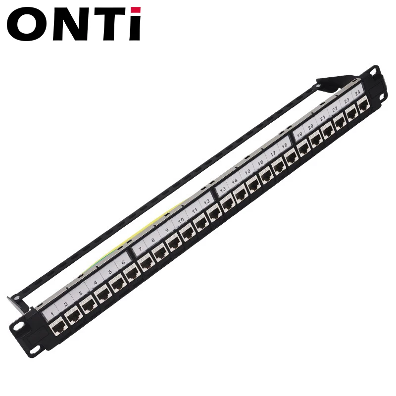 Onti 24 Porto 1u Rj45 Blindado Módulo Painel de Remendo 19 Polegada Rackmount Montagem na Parede Cat5e Cat6 Cat6a Cat7 Cat8 Stp Keystone Jack Ferramentas de rede - Imagem 3