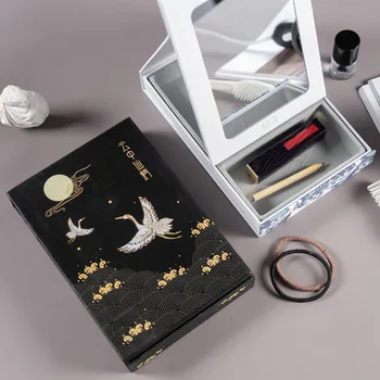 

Desktop Makeup Mirror Storage Box Table Fold Nordic Princess Chinese Style HD Hipster Not Emit Light Portable Home Dormitory Use