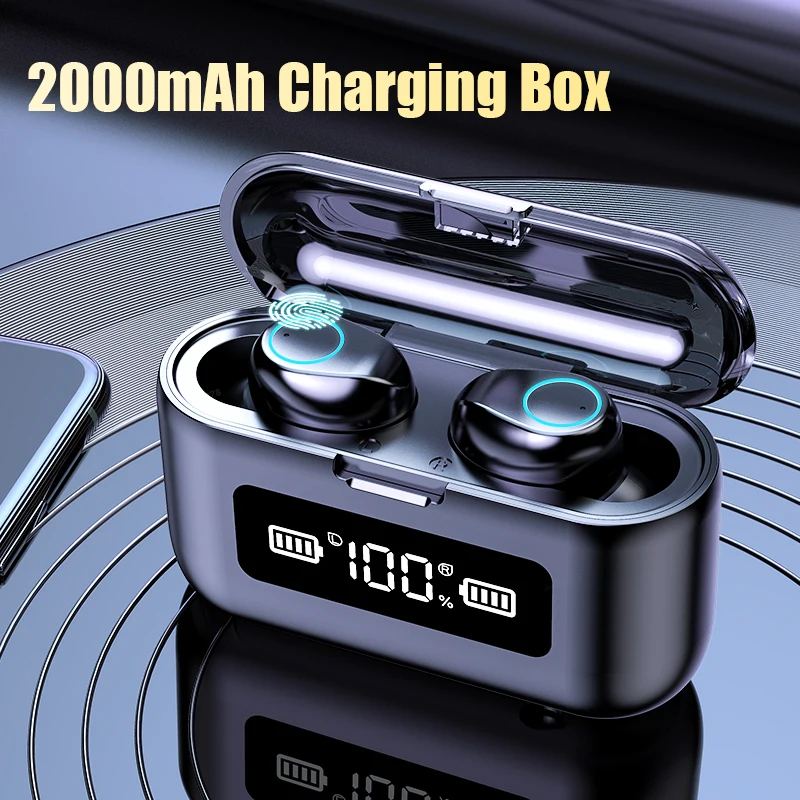 

TWS Wireless Bluetooth 5.0 Earphones 2000mAh Charging Case LED Display Waterproof Headphone With Microphone Wireless Headphones