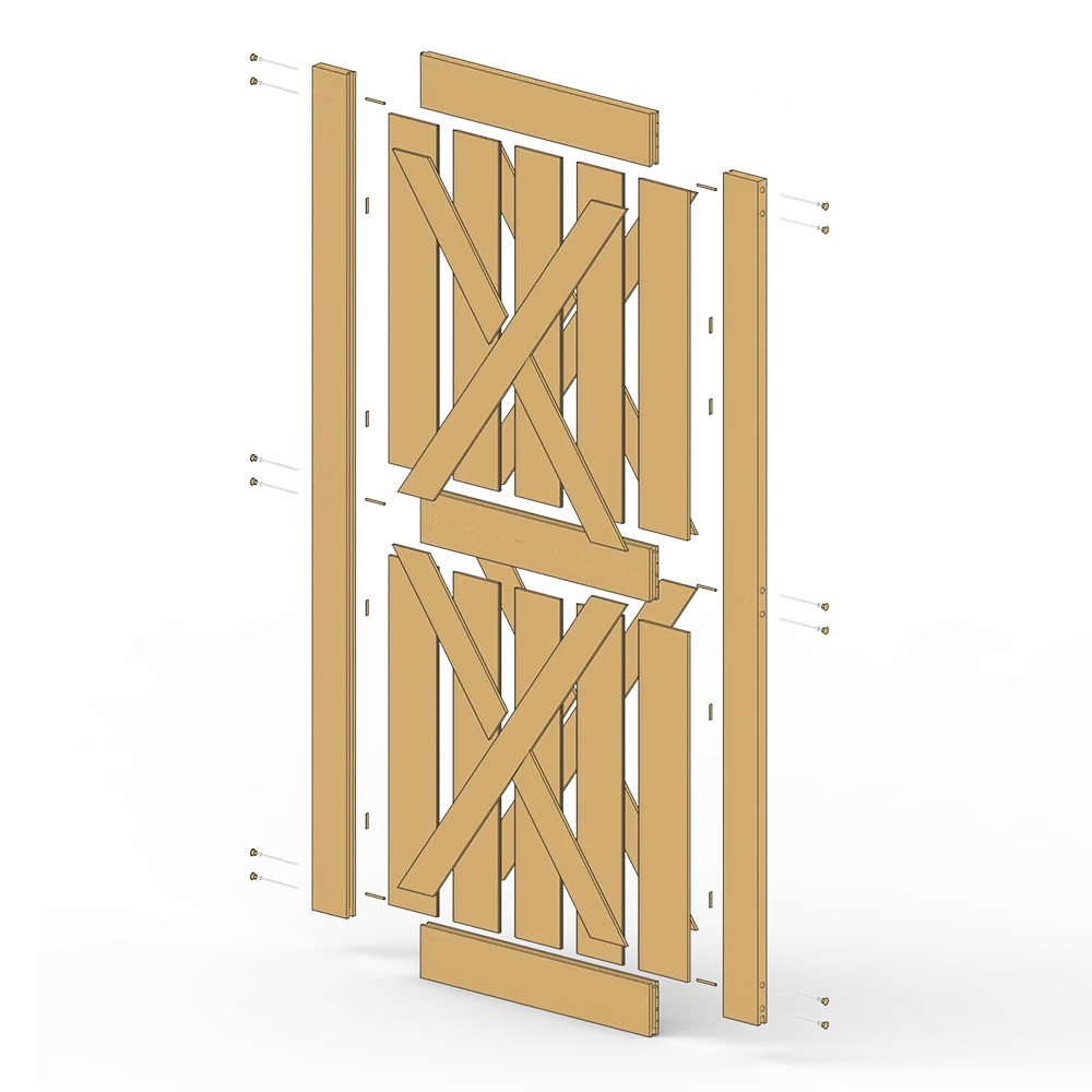 KINMADE 1-3/8in x 37in x 84in сбитый DIY деревянные двери сарая НЕОБРАБОТАННАЯ опалубка из твердых сосны предварительно просверленные готовые для сборки