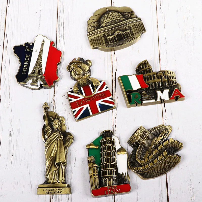 Европейский и американский магнит на холодильник 3d британский французский