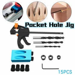 Kit de localisateur de trous inclinés, Guide d'angle de 15 degrés pour le travail du bois, gabarit de poche, localisateur de trous inclinés, perforateur, bricolage, 15 pièces/ensemble 