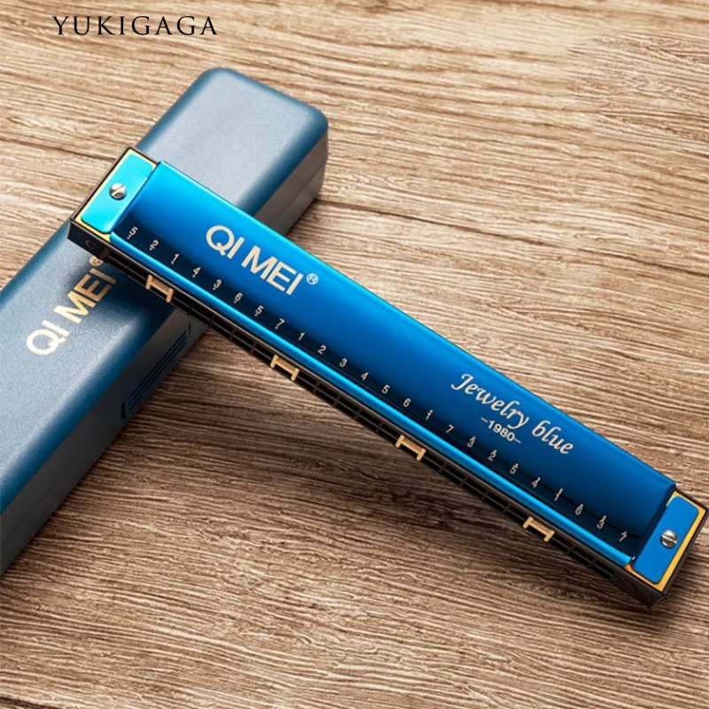 

24 Holes Harmonicas New Silver 1072 FolkMaster Harp Diatonic Harmonica Blues Gaita Musical Instrument