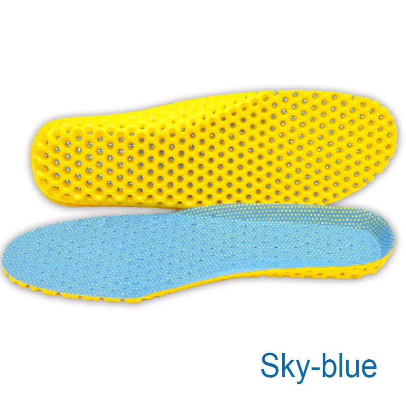 Sky blue Эластичные дышащие дезодорирующие стельки для бега, стельки для ног, мужские и женские стельки для обуви, ортопедическая прокладка с эффектом памяти - Цвет: Sky blue