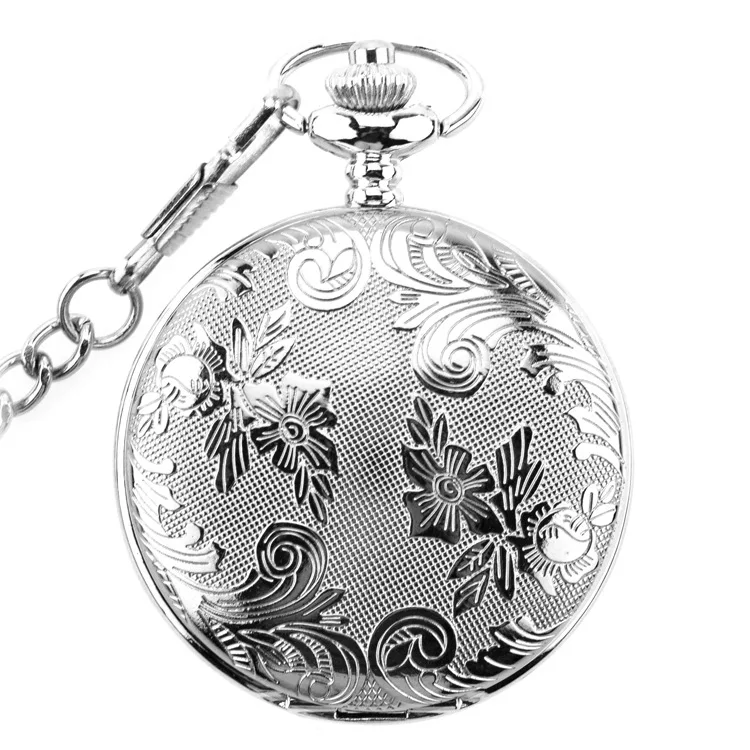 

Fashion & Casual Retro Mechanical Pocket Watches Double open cover Dial with Steampunk Retro Skeleton Fob Chain 37.5CM