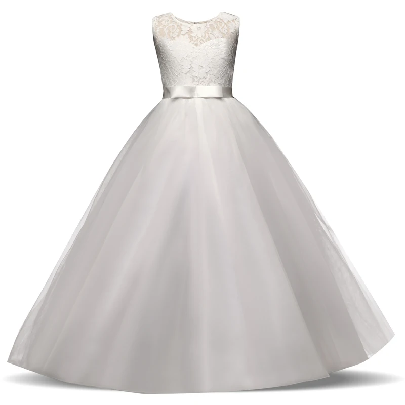 Элегантное платье с цветочным узором для девочек фатиновое бальное платье принцессы для девочек, детские платья для девочек, детская одежда для дня рождения для девочек размер на возраст от 3 до 8 лет - Цвет: White Dress 3