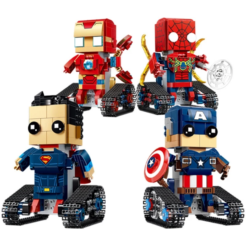 

Remote Control Building Block Robot Educational Bricks Toys Figures Iron Man Spider man Superman Captain Super Heros