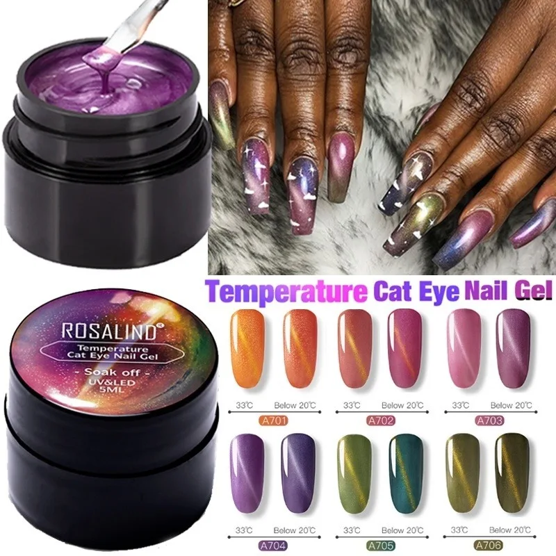 

5ml Thermal Cat Eye Nail Gel Polish Temperature Color Changing Gel Lacquer Soak Off UV Gel Varnish Manicure for Nail Art