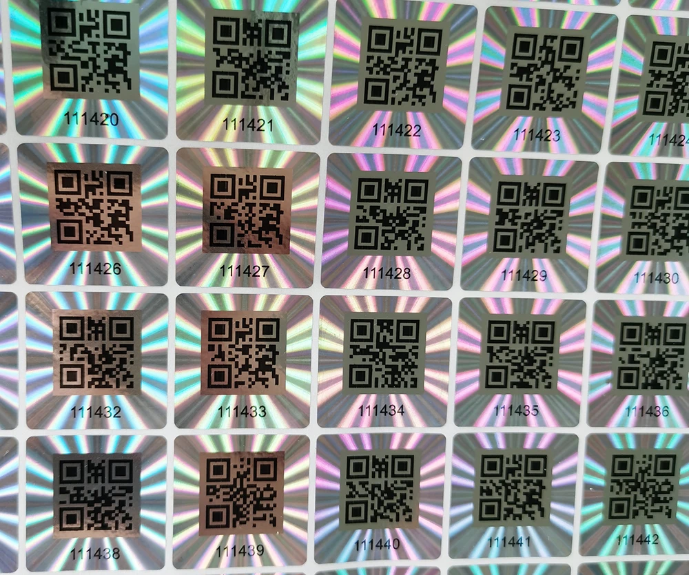 25x25mm 1000pcs Holographic QR Code Sticker, void Tamper Evident, Authentic Laser Security Label, Unique number,Customized