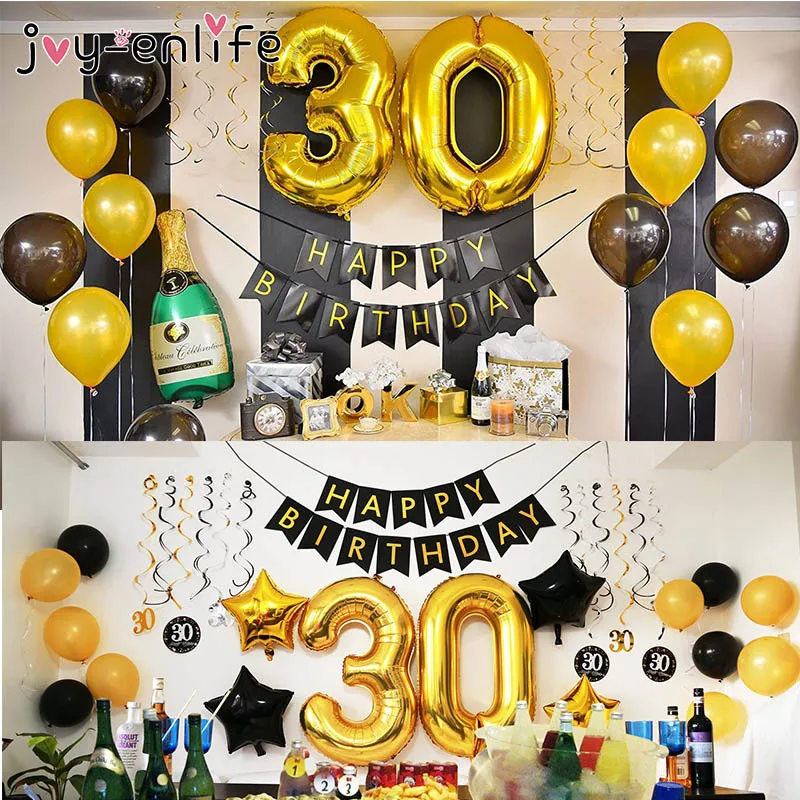 

30 Birthday Party Decorations Adult 30 40 50 60 Years Decor Happy Birthday Banner Number Balloon Globos 30 Wedding Anniversary