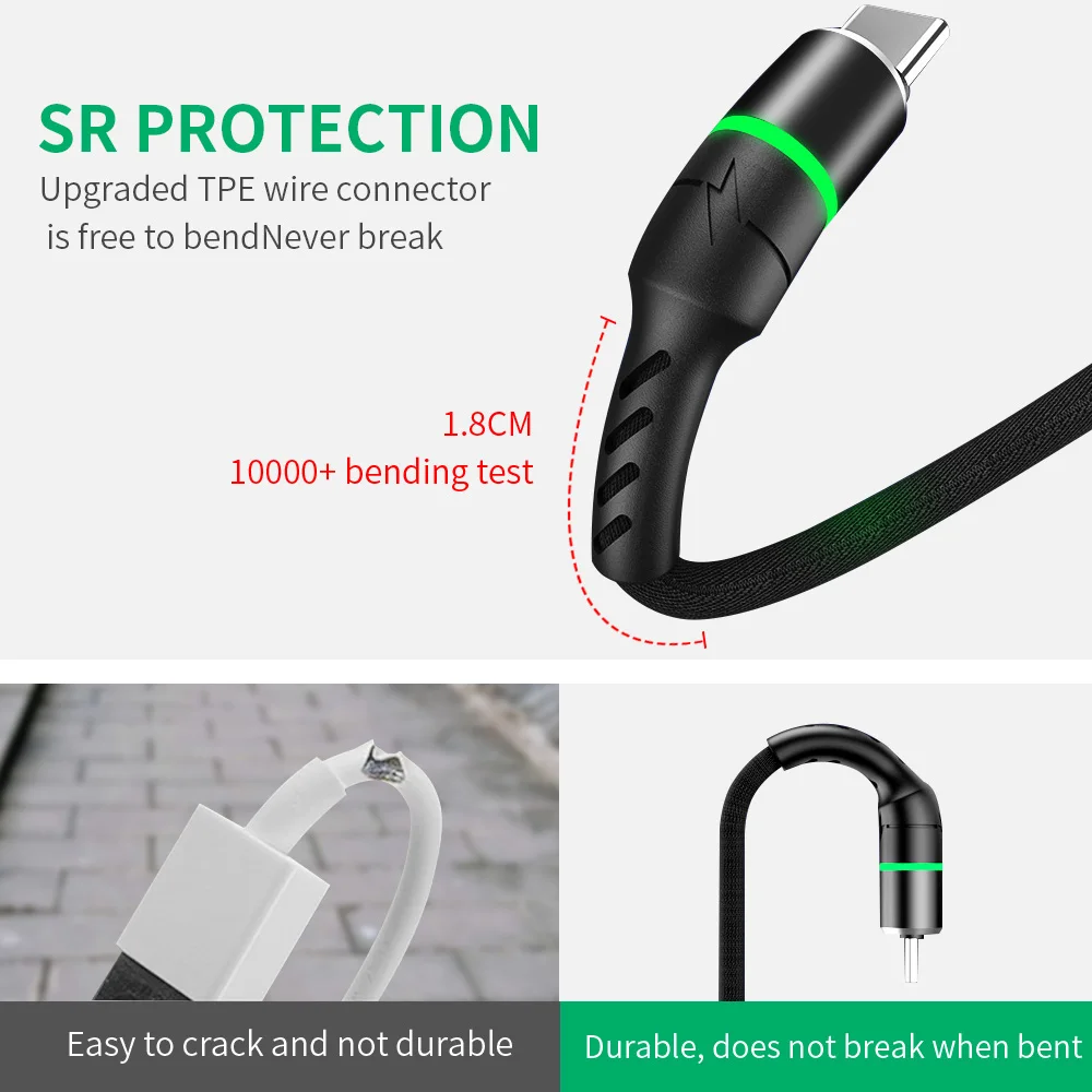 FONKEN USB C кабель 3A быстрое зарядное устройство для Xiaomi Huawei передачи данных Micro Samsung