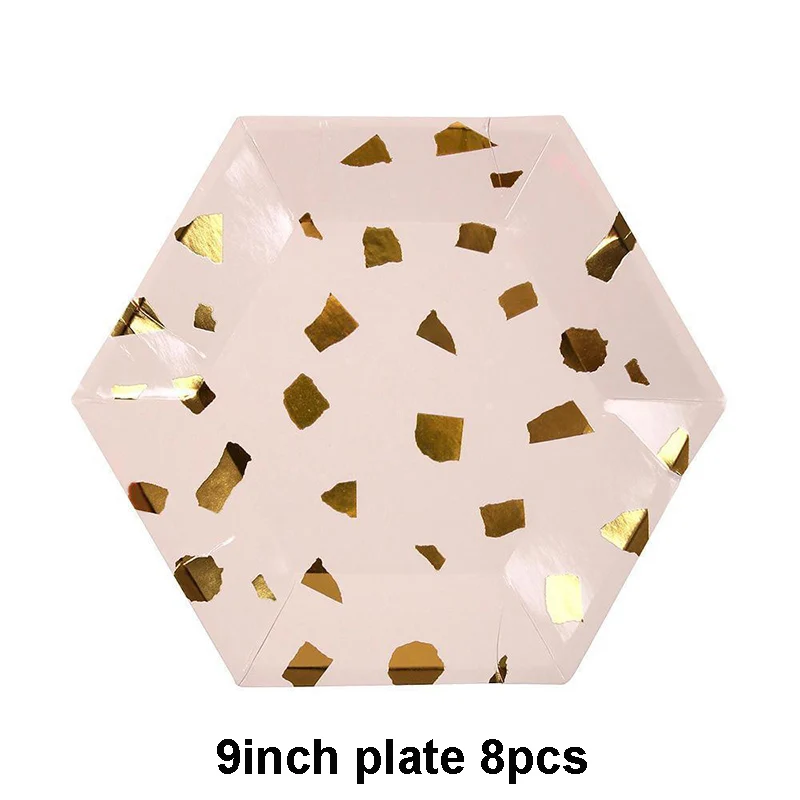 Вечерние одноразовые столовые приборы, розовое золото, розовый мрамор, бумажные тарелки, чашки для салфеток, на день рождения, карнавал, свадьбу, декоративные принадлежности