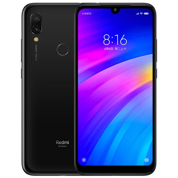 Глобальный Встроенная память Xiaomi Redmi 7, 3 Гб оперативной памяти, 32 Гб встроенной памяти, Смартфон Snapdragon 632 Octa Core 6,26 дюйма, разрешение Full Экран 12MP 4000 мА/ч, Батарея мульти-Язык - Цвет: Black