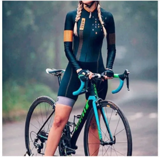 Pro Team триатлон костюм женский с длинным рукавом Велоспорт Джерси Skinsuit комбинезон Майо Велоспорт Ropa ciclismo набор гель 043 - Цвет: as picture13