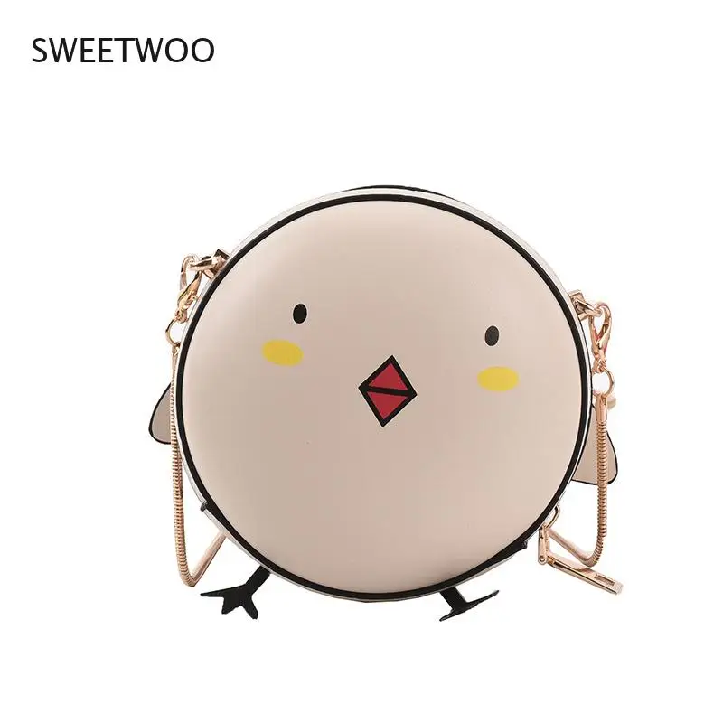 Pu Cartoon Small Bag 2021 New Japanese Girl Personality Cute Cute Chicken Tide Chain Messenger Small Round Bag Shoulder Bag