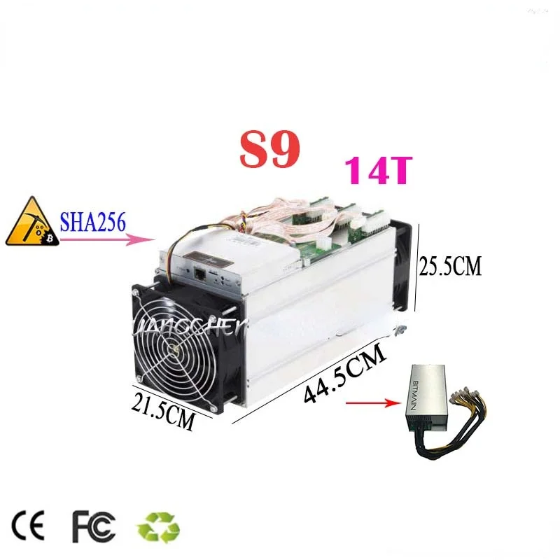ETH BTC KUANGCHENG-Майнер BITMAIN antminer S9 14 с блоком питания Майнер биткоинов Asic Btc работает el