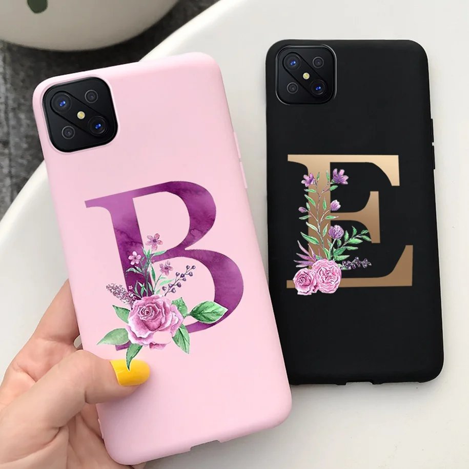 Cute Letters Soft TPU Phone Case - Simple Black Pink Back Cover