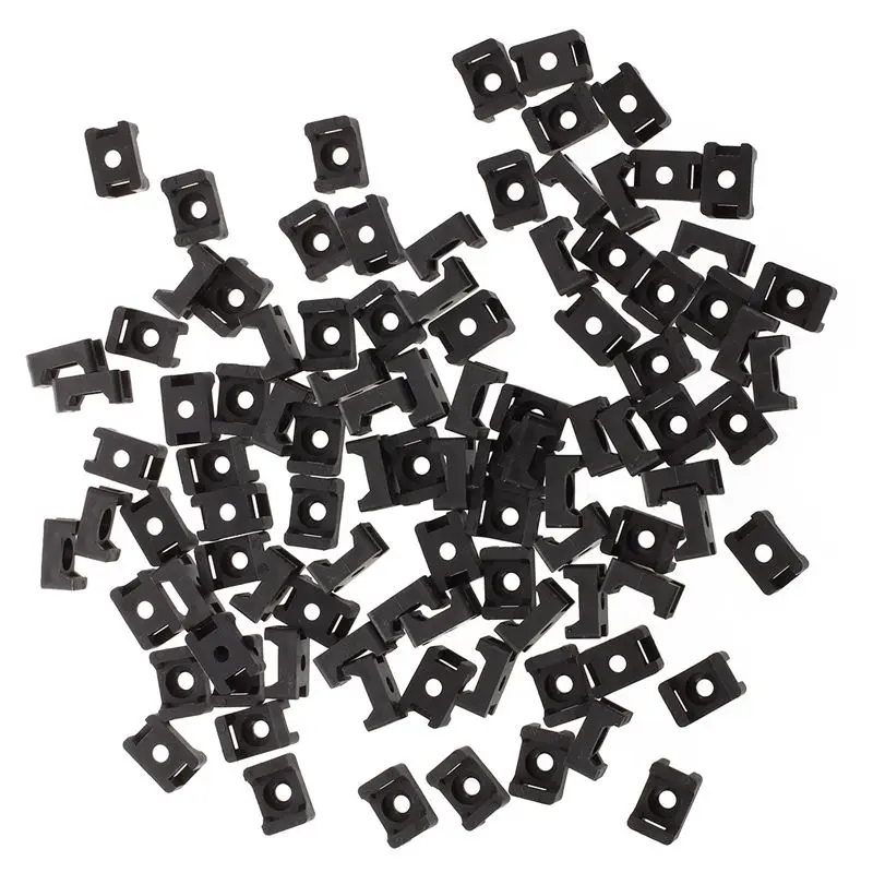 

Black 9mm Cable Tie Mount Saddle Type Plastic Wire Bundle Holder 100Pcs