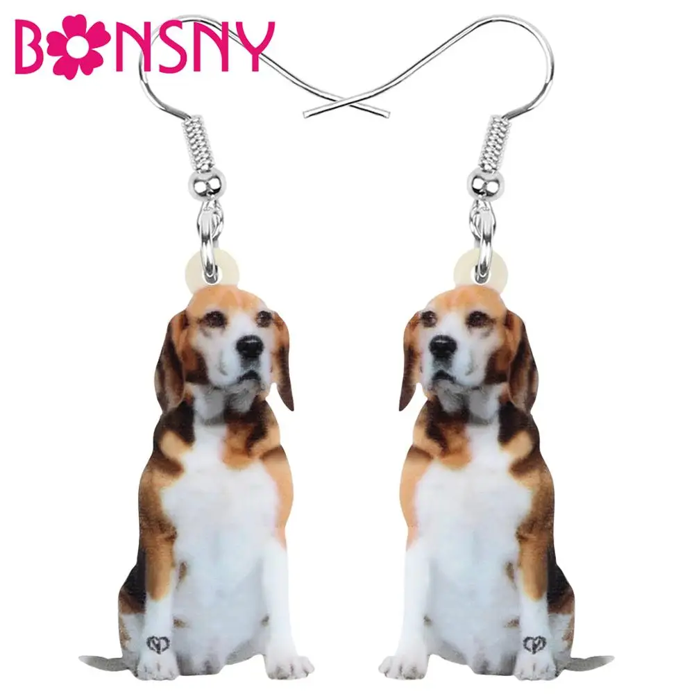 Bonsny акриловые Beagles серьги с собаками животных висячие украшения для женщин