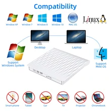 Цветной Портативный внешний CD DVD привод, USB 3,0 тонкий CD DVD реписатель горелки писатель, высокоскоростной передачи данных Оптический usb-дисковод