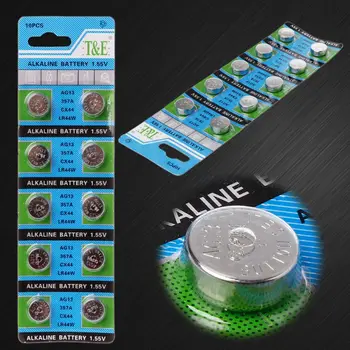 

10Pcs AG13 A76 LR44 357A S76E G13 Button Coin Shaped Cell Battery 1.55V Alkaline Button Batteries 77HA