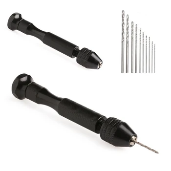 

10 Pieces Drills Bits 0.8~3mm Keyless Chucks High Speed Steel Aluminum Micro Hand Driling Drill Bits