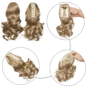 S-noilite 12-26inch claw clip on ponytail hair extension synthetic ponytail enxtension hair for women pony tail hair hairpiece 3