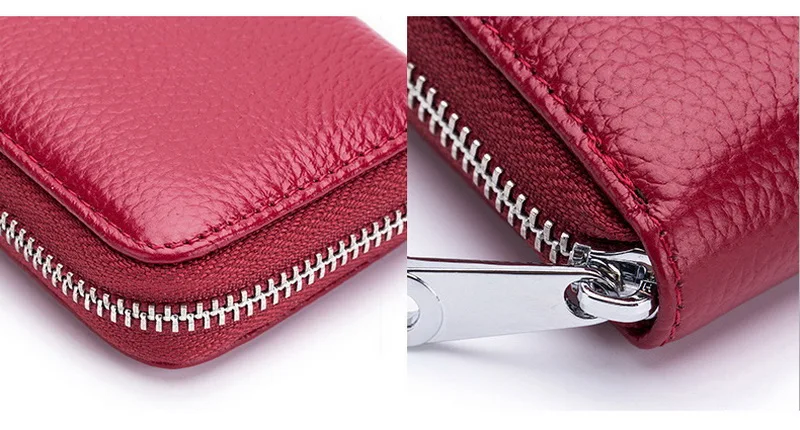 FUNMARDI Genuine Leather Card Wallets Women Business RFID Credit Card Bag Men Small Wallet Leather Lady Travel Card Bag WLHB1999