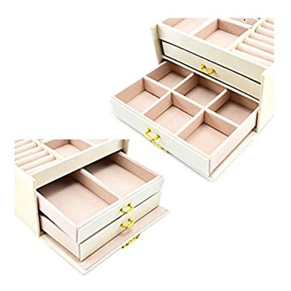 HLZS-Jewelry box Case / boxes / makeup box, jewelry and cosmetics beauty case with 2 drawers 3 layers