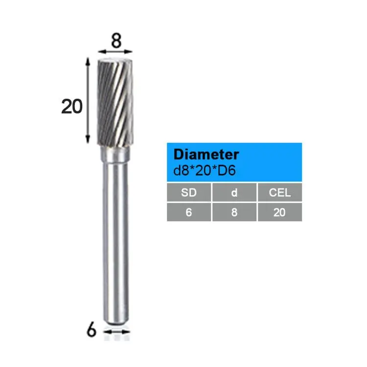 UCHEER 1 шт. 6 мм Тип A роторный заусенец один отрезной Металл шлифовальный резьба головка фрезы - Длина режущей кромки: 6d-8D-20l-A