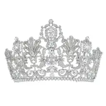 Великолепный классический кубического циркония свадебные 2/3 круглый Люксембург диадема Корона Для женщин Аксессуары и украшения для волос HG026