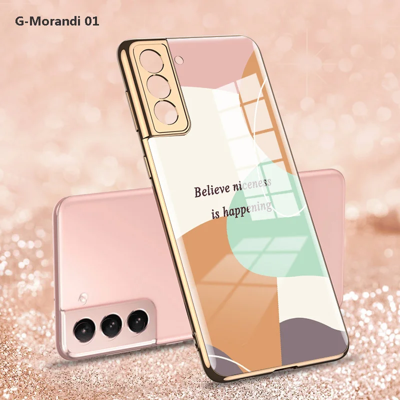 samsung silicone Tempered Glass Color Painting Cover For Samsung Galaxy S21 S21Plus S21Ultra S21FE Case Camera Protection Case For Samsung S21 silicone case samsung