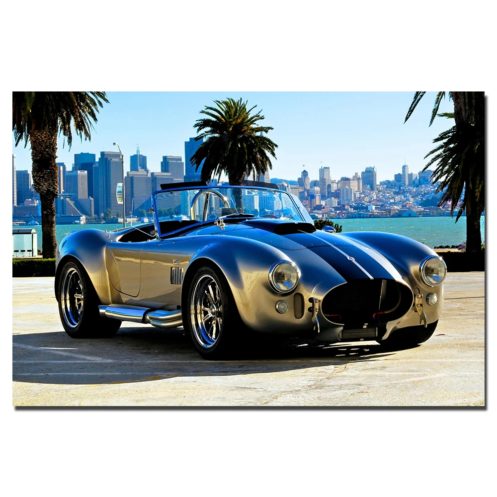 Винтажные автомобильные постеры AC Cobra картины на холсте с рамкой настенное
