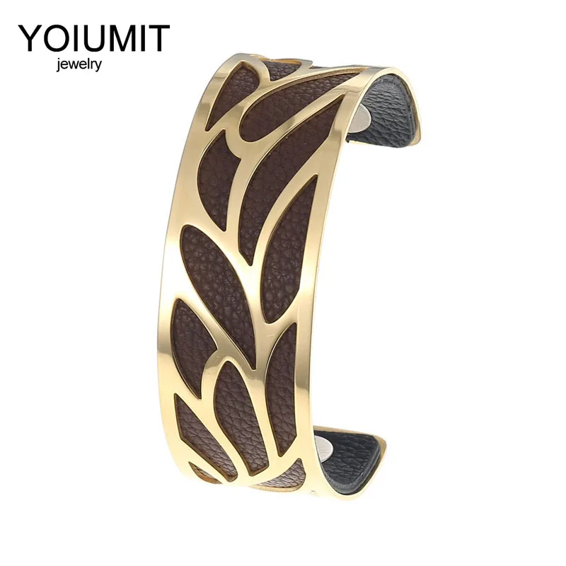 

Cremo DIY Gold Bracelets&Bangles For Women Stainless Steel georgettes Leather DIY Bijoux Manchette Femme Cuff Bracelet Pulseiras