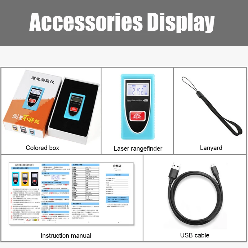 40 meters MINI Rangefinder Laser Distance Meter Rechargeable Digital Laser Ruler for Building Height Length Distance Measurement