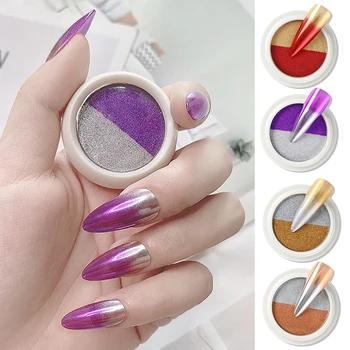

Dual Colors Solid Laser Chrome Nail Powder Holographic Nail Glitter DIY Decoration Mirror Aurora Nail Glitter Nail Art Tool