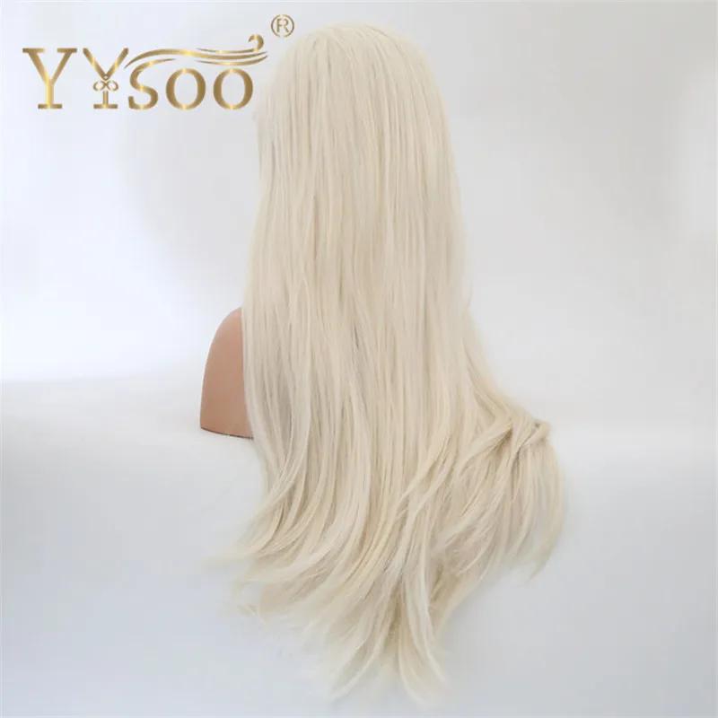 YYsoo 13x4#60 синтетические светлые парики на кружеве бесклеевые длинные прямые белые парики для женщин естественный вид парик на шнурке для женщин