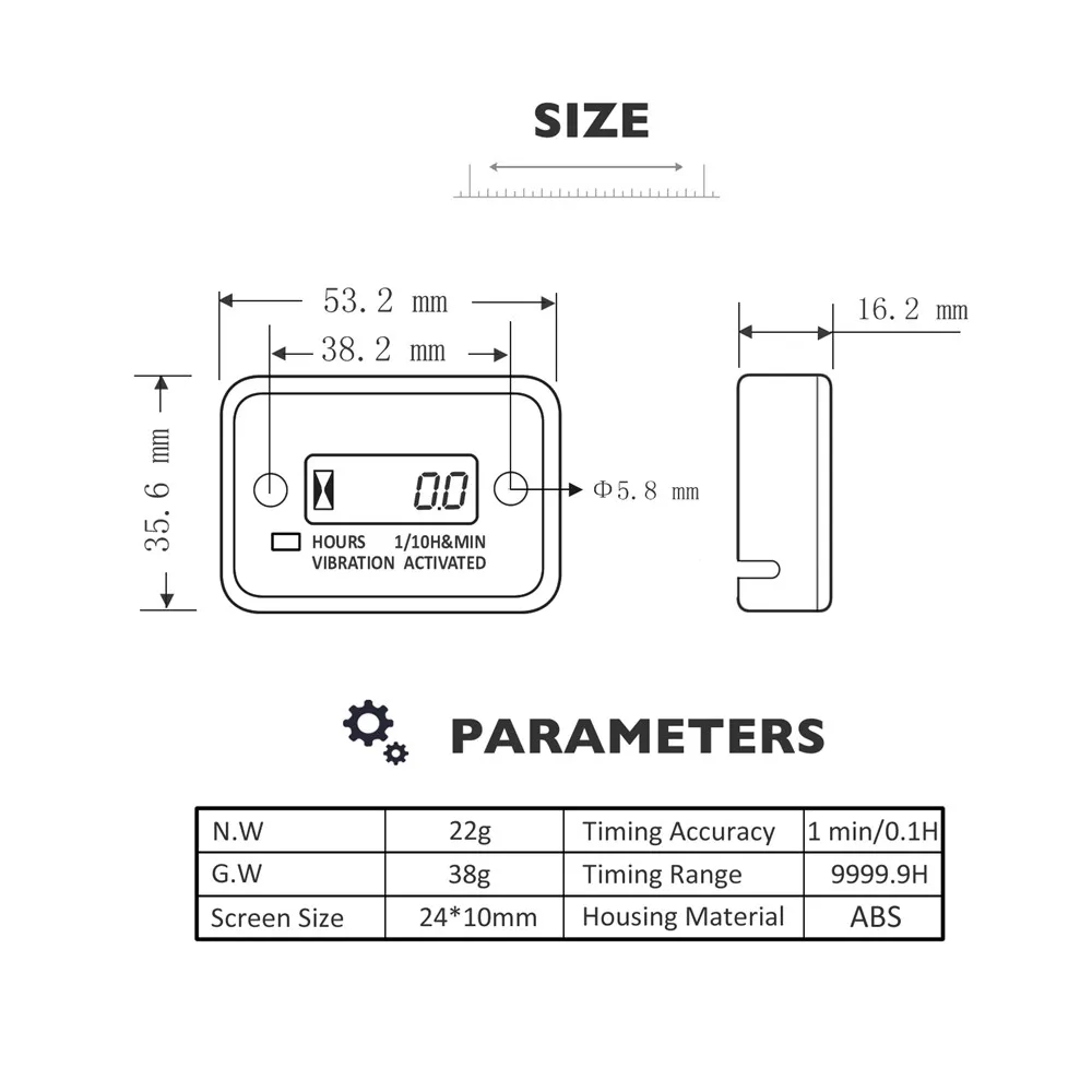 Wireless Digital Hour Meter Tachometer For Motorcycle Boat Engines